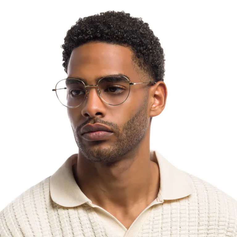 Shop EYE'M Unisex Round Eyeglasses in Gold online.