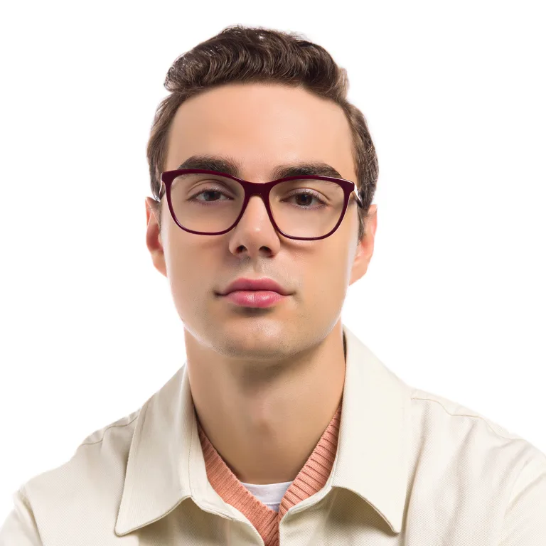 Shop EYE'M Square Eyeglasses in Burgundy online.
