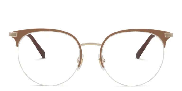 Shop EYE'M Half Rim Cat Eye Eyeglasses in Nude online.