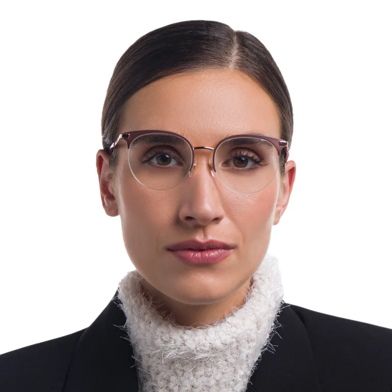 Shop EYE'M Half Rim Cat Eye Eyeglasses in Red online.