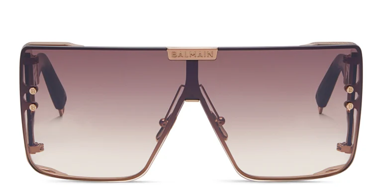 Shop BALMAIN Wonder Boy Unisex Wide Mask Sunglasses in Gold online.