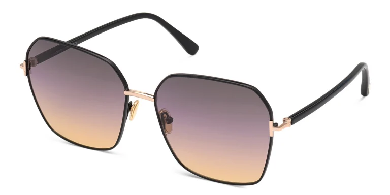 Shop TOM FORD Wide Square Sunglasses in Gold online.