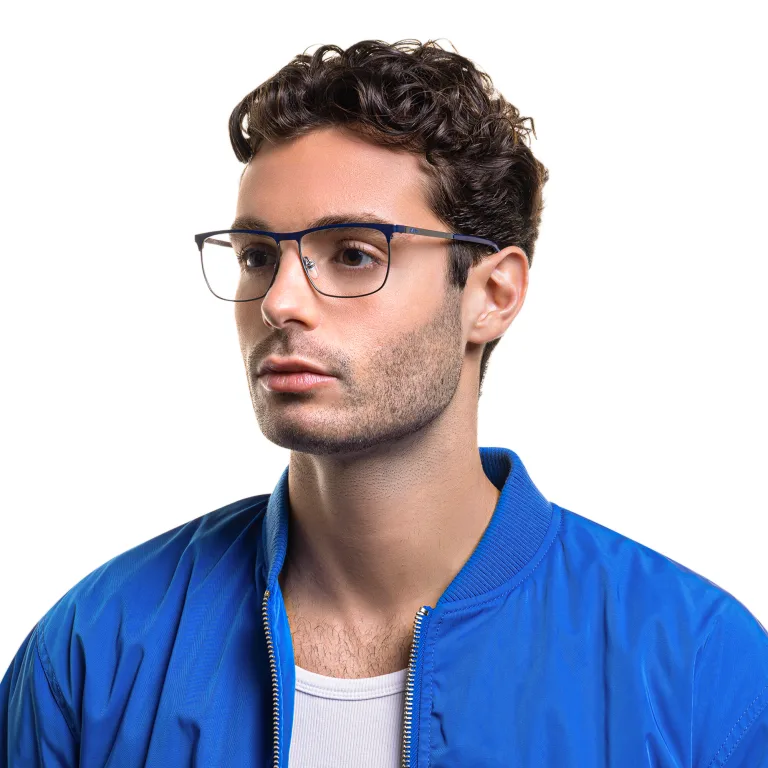 Shop EYE'M Wide Rectangle Eyeglasses in Blue online.