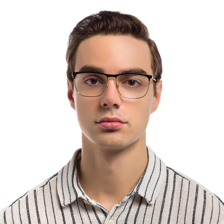 Shop EYE'M Wide Rectangle Eyeglasses in Black online.