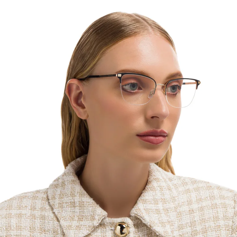 Shop EYE'M Half Rim Cat Eye Eyeglasses in Black online.