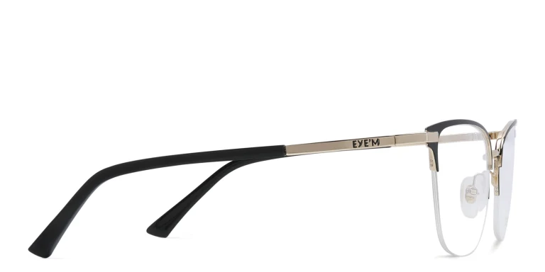 Shop EYE'M Half Rim Cat Eye Eyeglasses in Black online.