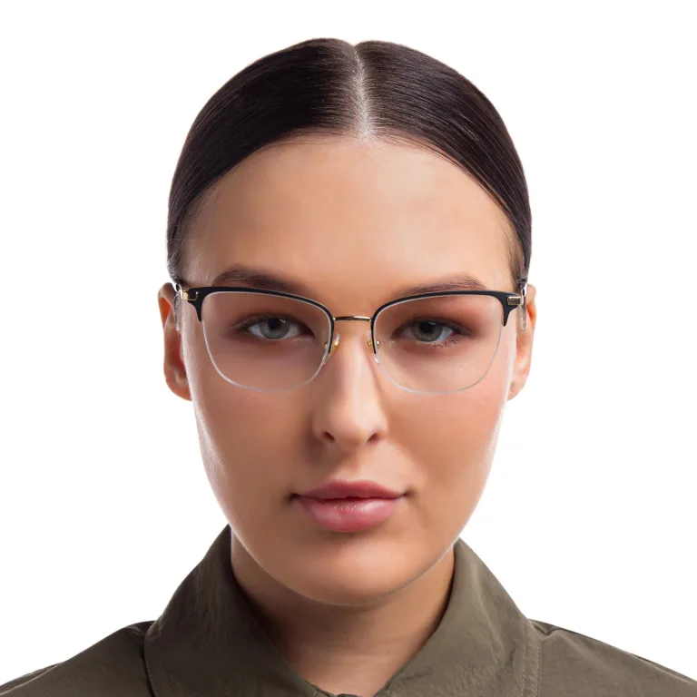 Shop EYE'M Half Rim Cat Eye Eyeglasses in Black online.