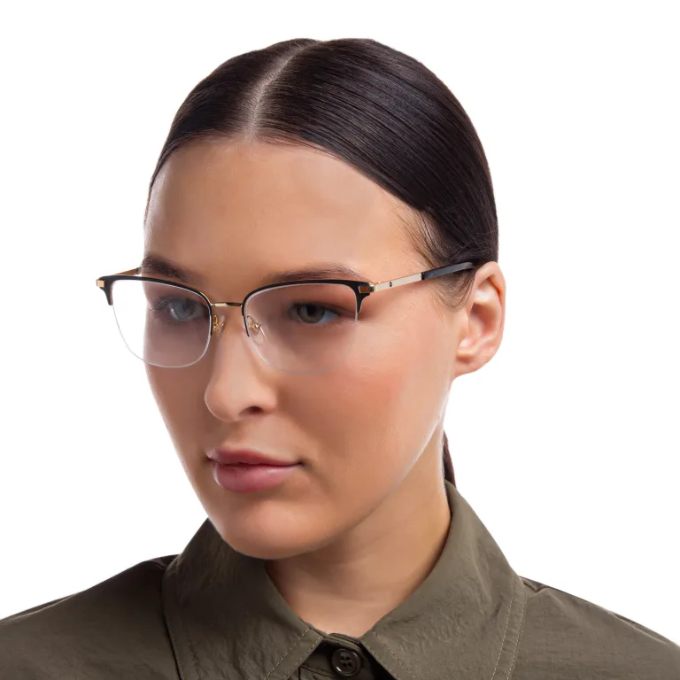Shop EYE'M Half Rim Cat Eye Eyeglasses in Black online.