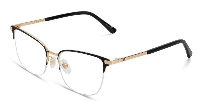 Shop EYE'M Half Rim Cat Eye Eyeglasses in Black online.
