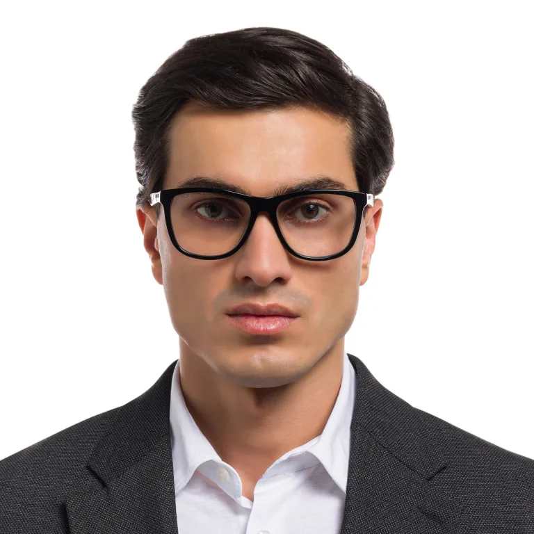 Shop EYE'M Wide Square Eyeglasses in Black online.