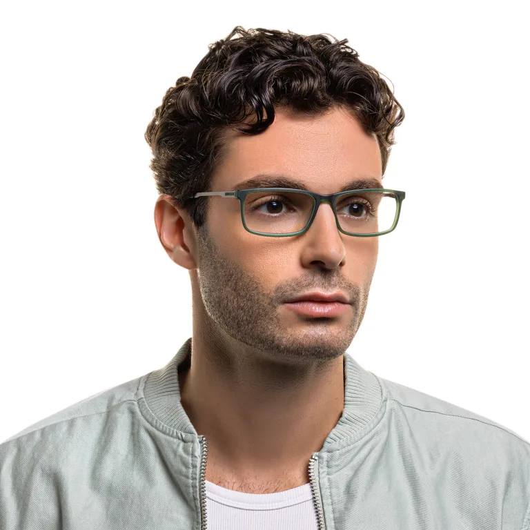 Shop EYE'M Wide Rectangle Eyeglasses in Green online.
