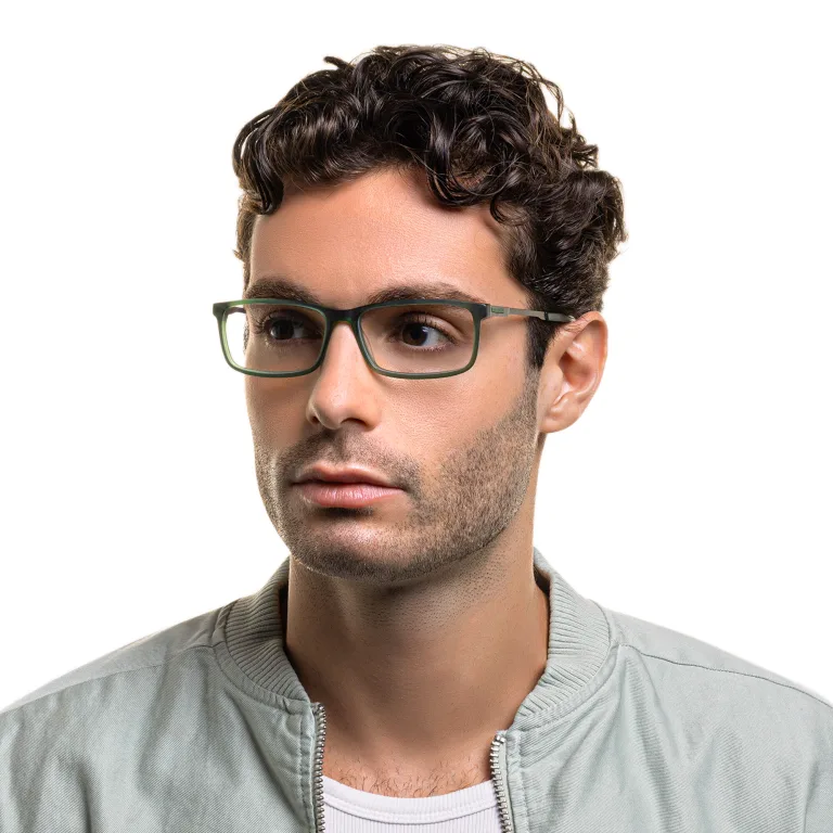 Shop EYE'M Wide Rectangle Eyeglasses in Green online.