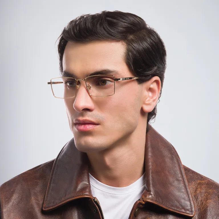 Shop EYE'M Rectangle Eyeglasses in Gold online.