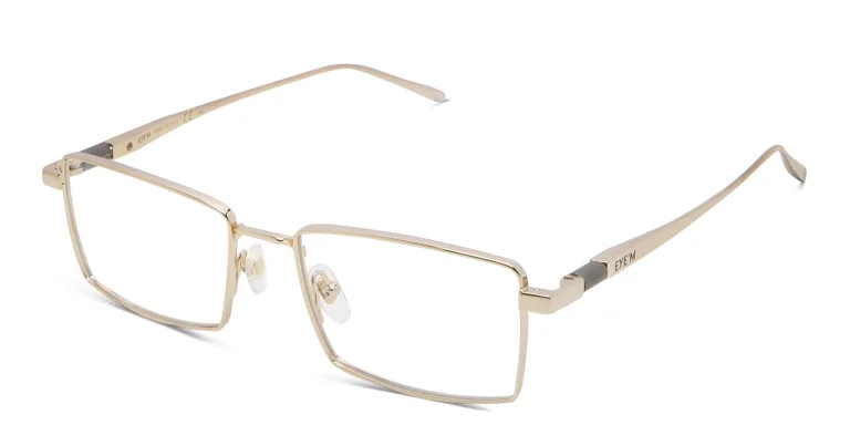 Shop EYE'M Rectangle Eyeglasses in Gold online.