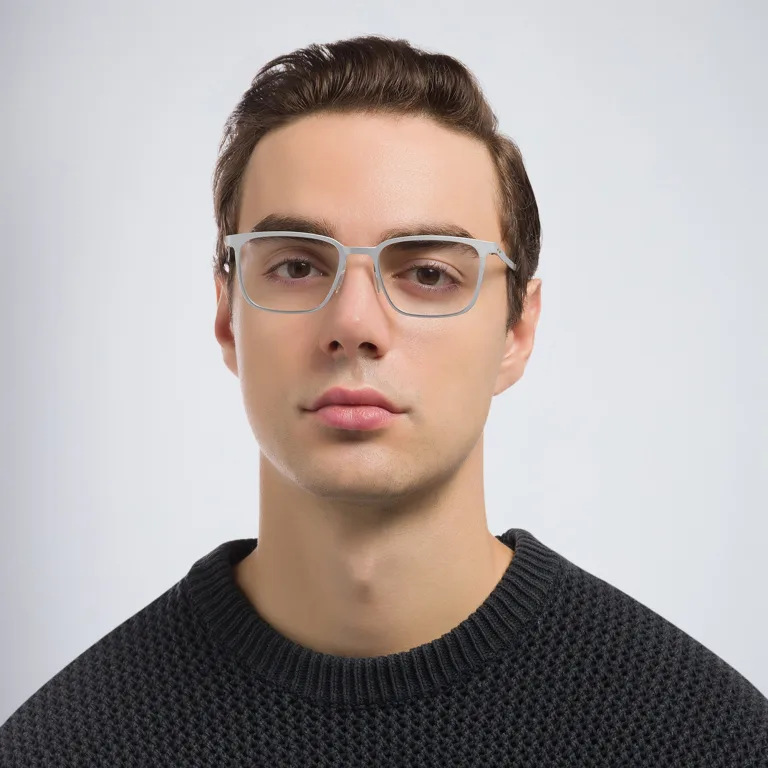 Shop EYE'M Rectangle Eyeglasses in Silver online.