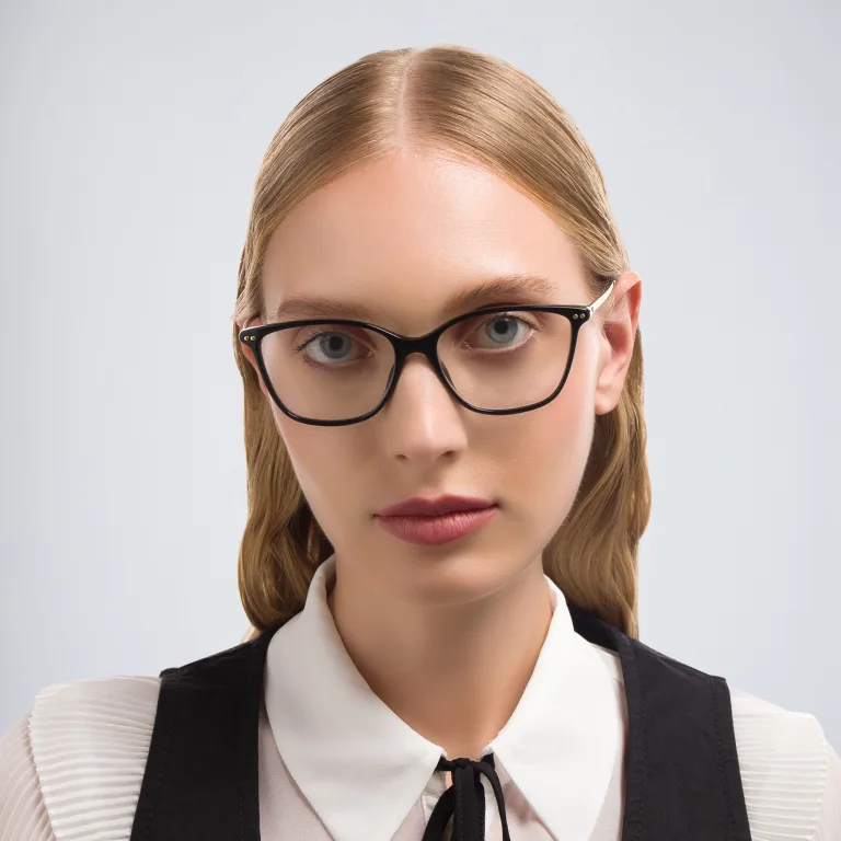 Shop EYE'M Square Eyeglasses in Black online.
