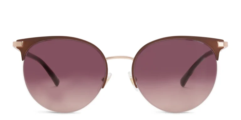 Shop EYE'M Half Rim Round Sunglasses in Red online.