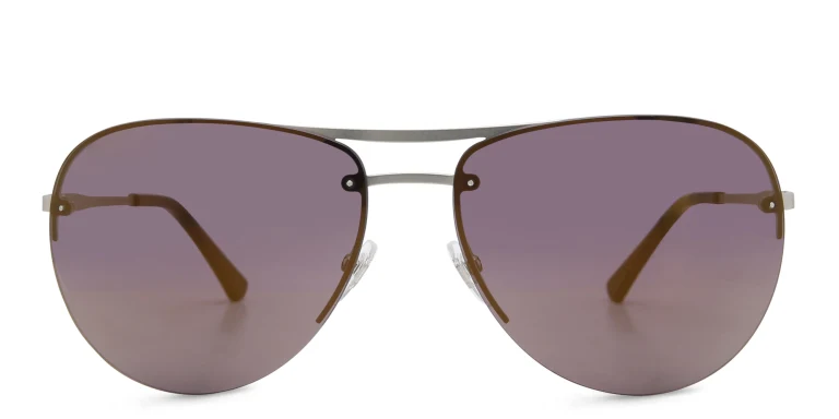 Shop EYE'M Half Rim Wide Aviator Sunglasses in Silver online.