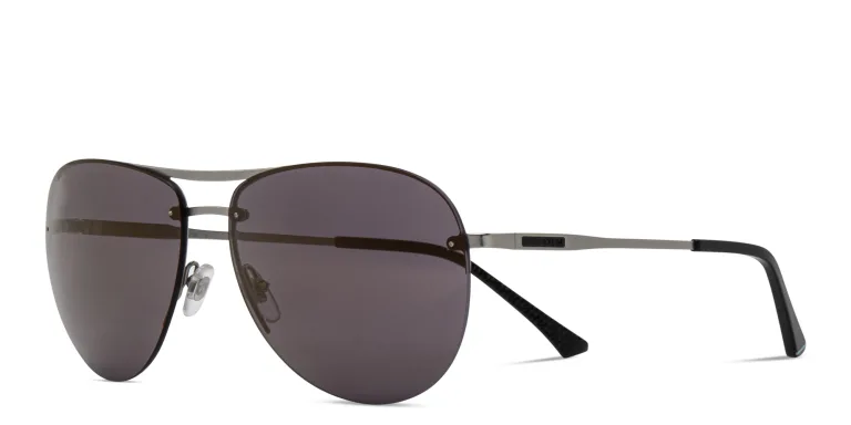 Shop EYE'M Half Rim Wide Aviator Sunglasses in Silver online.