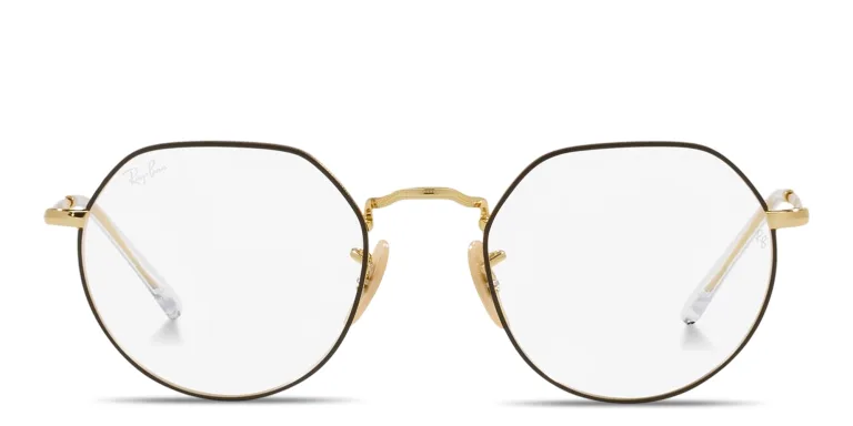 Shop Ray-Ban Jack Optics Unisex Irregular Eyeglasses in Black online.