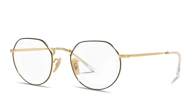 Shop Ray-Ban Jack Optics Unisex Irregular Eyeglasses in Black online.