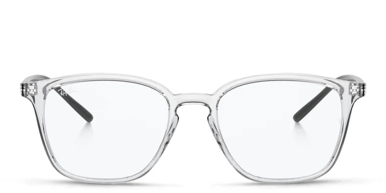 Shop Ray-Ban Logo-Embossed Unisex Square Eyeglasses in Clear online.