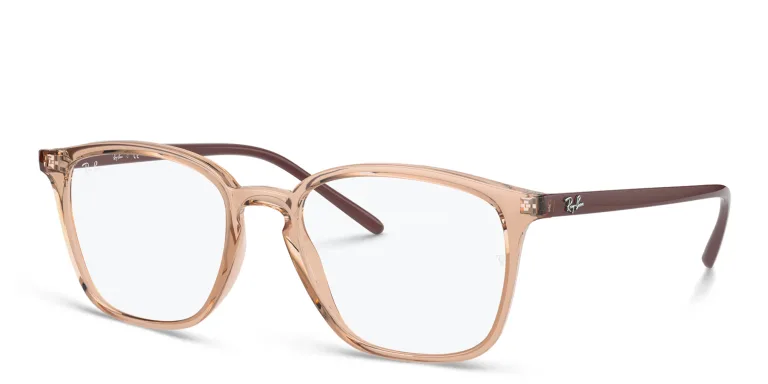 Shop Ray-Ban Logo Signature Unisex Square Eyeglasses in Beige online.