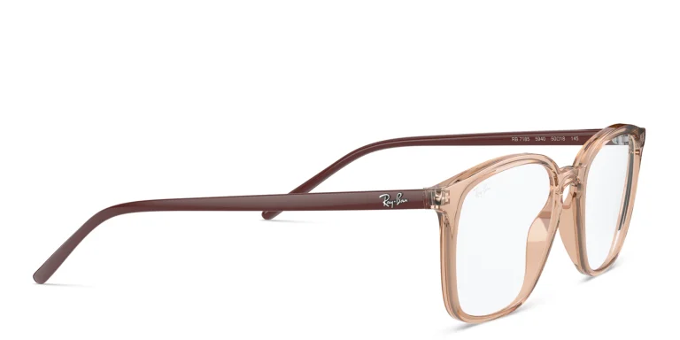 Shop Ray-Ban Logo Signature Unisex Square Eyeglasses in Beige online.