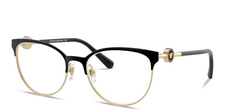 Shop VERSACE Medusa Cat-Eye Eyeglasses in Black online.