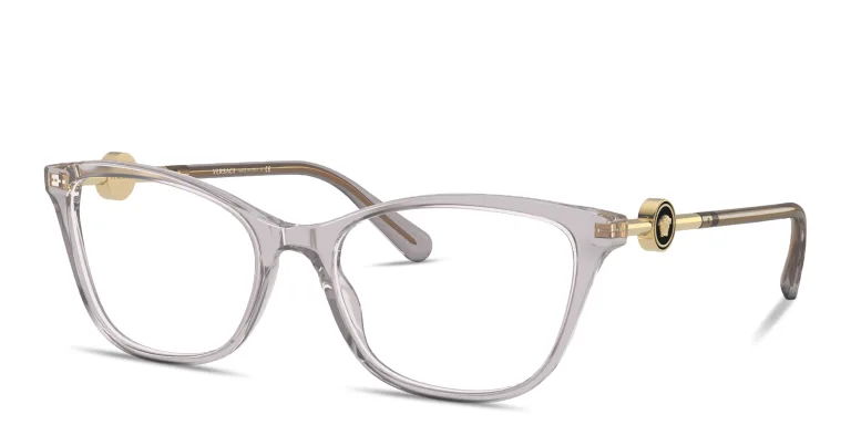 Shop VERSACE Medusa Wide Cat-Eye Eyeglasses in Grey online.