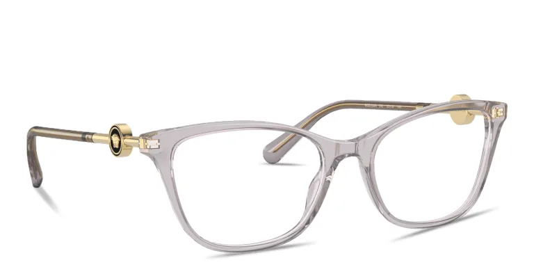 Shop VERSACE Medusa Wide Cat-Eye Eyeglasses in Grey online.