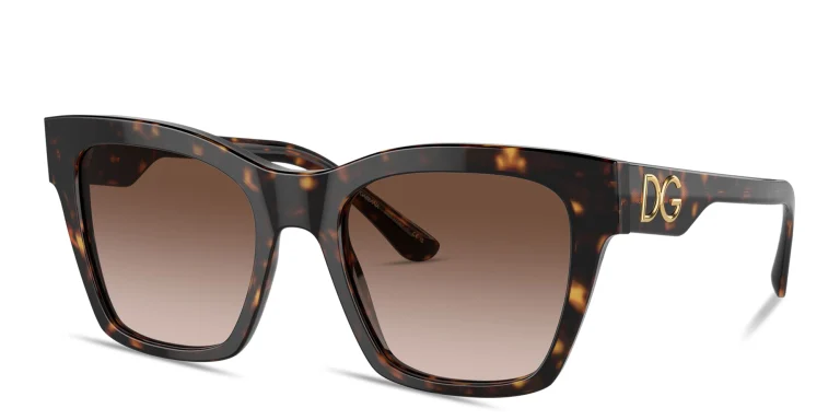 Shop Dolce & Gabbana DG Motif Square Sunglasses in Havana online.