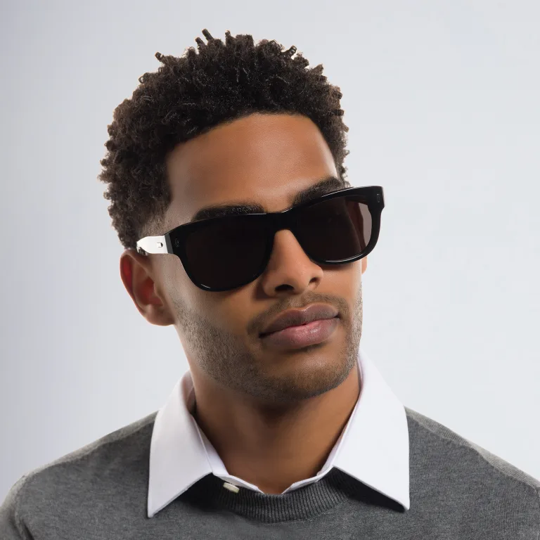 Shop Cartier Signature C de Cartier Rectangle Sunglasses in Black online.