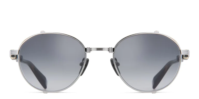 Shop BALMAIN Brigade I Unisex Round Sunglasses in Silver online.