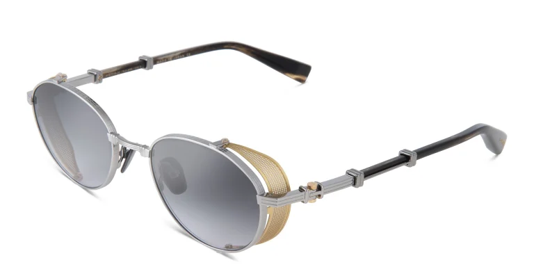 Shop BALMAIN Brigade I Unisex Round Sunglasses in Silver online.
