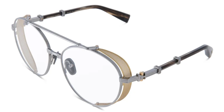 Shop BALMAIN Brigade II Unisex Round Eyeglasses Large in Silver online.