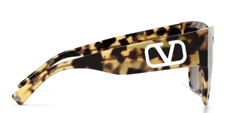 Shop VALENTINO V Logo Square Sunglasses in Havana online.