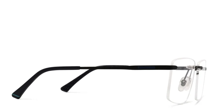 Shop EYE'M Rimless Wide Rectangle Eyeglasses in Black online.