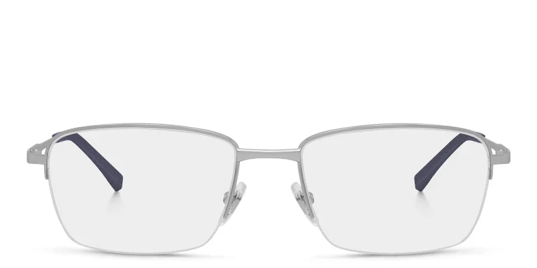 Shop EYE'M Half Rim Rectangle Eyeglasses in Silver online.