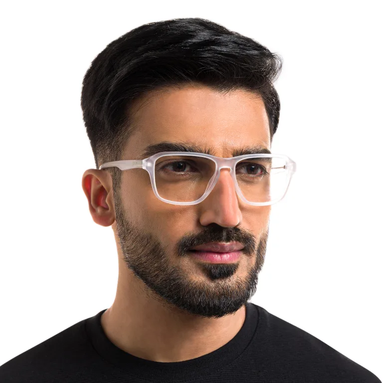 Shop EYE'M Wide Rectangle Eyeglasses in Clear online.