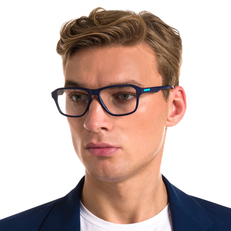 Shop EYE'M Wide Rectangle Eyeglasses in Blue online.