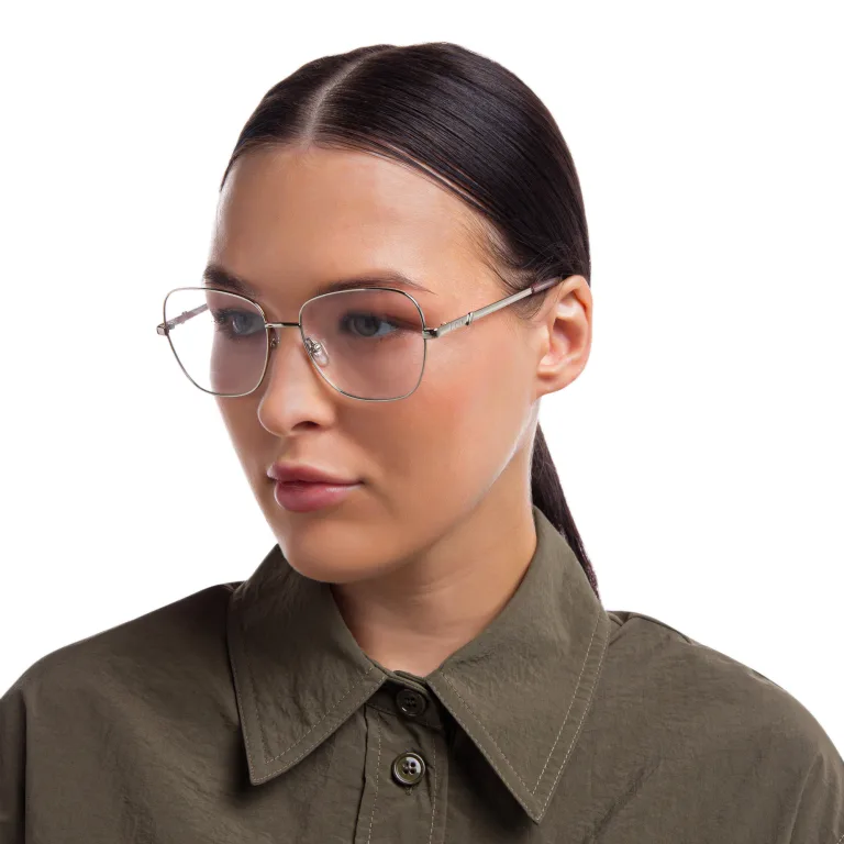 Shop EYE'M Wide Square Eyeglasses in Silver online.