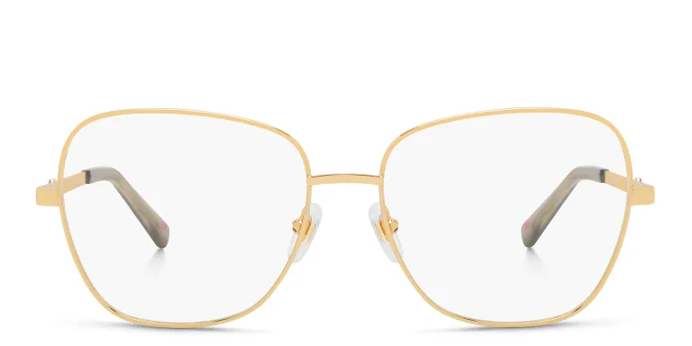 Shop EYE'M Wide Square Eyeglasses in Gold online.