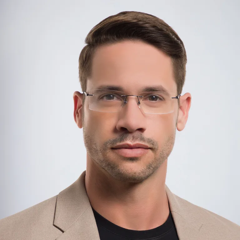 Shop EYE'M Rimless Rectangle Eyeglasses in Grey online.