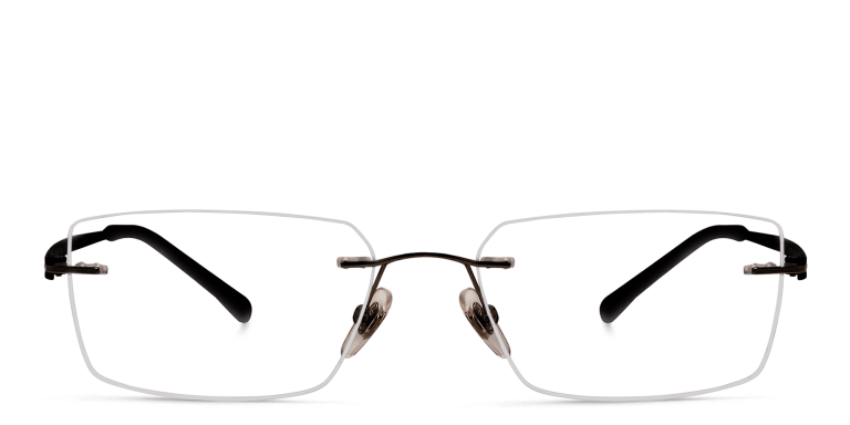 Shop EYE'M Rimless Rectangle Eyeglasses in Black online.