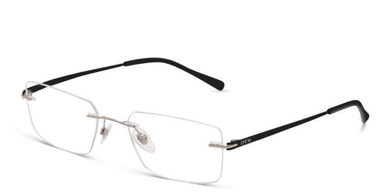 Shop EYE'M Rimless Rectangle Eyeglasses in Black online.