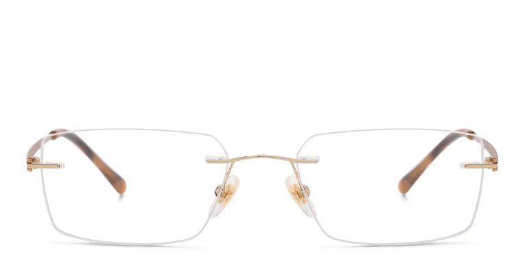 Shop EYE'M Rimless Rectangle Eyeglasses in Gold online.