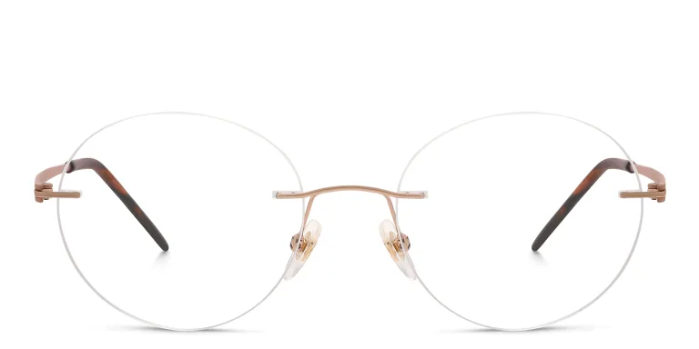Shop EYE'M Rimless Round Eyeglasses in Brown online.