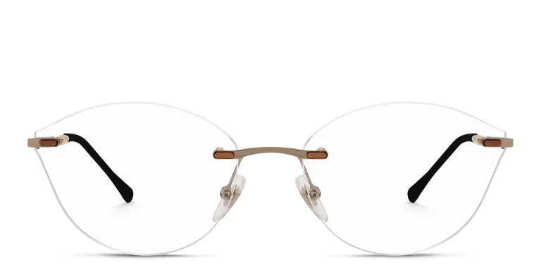 Shop EYE'M Rimless Wide Cat Eye Eyeglasses in Silver online.