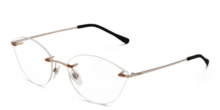 Shop EYE'M Rimless Wide Cat Eye Eyeglasses in Silver online.